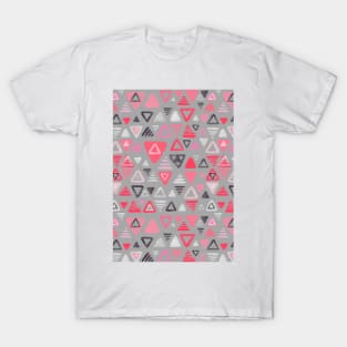 Summer Melon Hot Pink Triangles on Grey T-Shirt